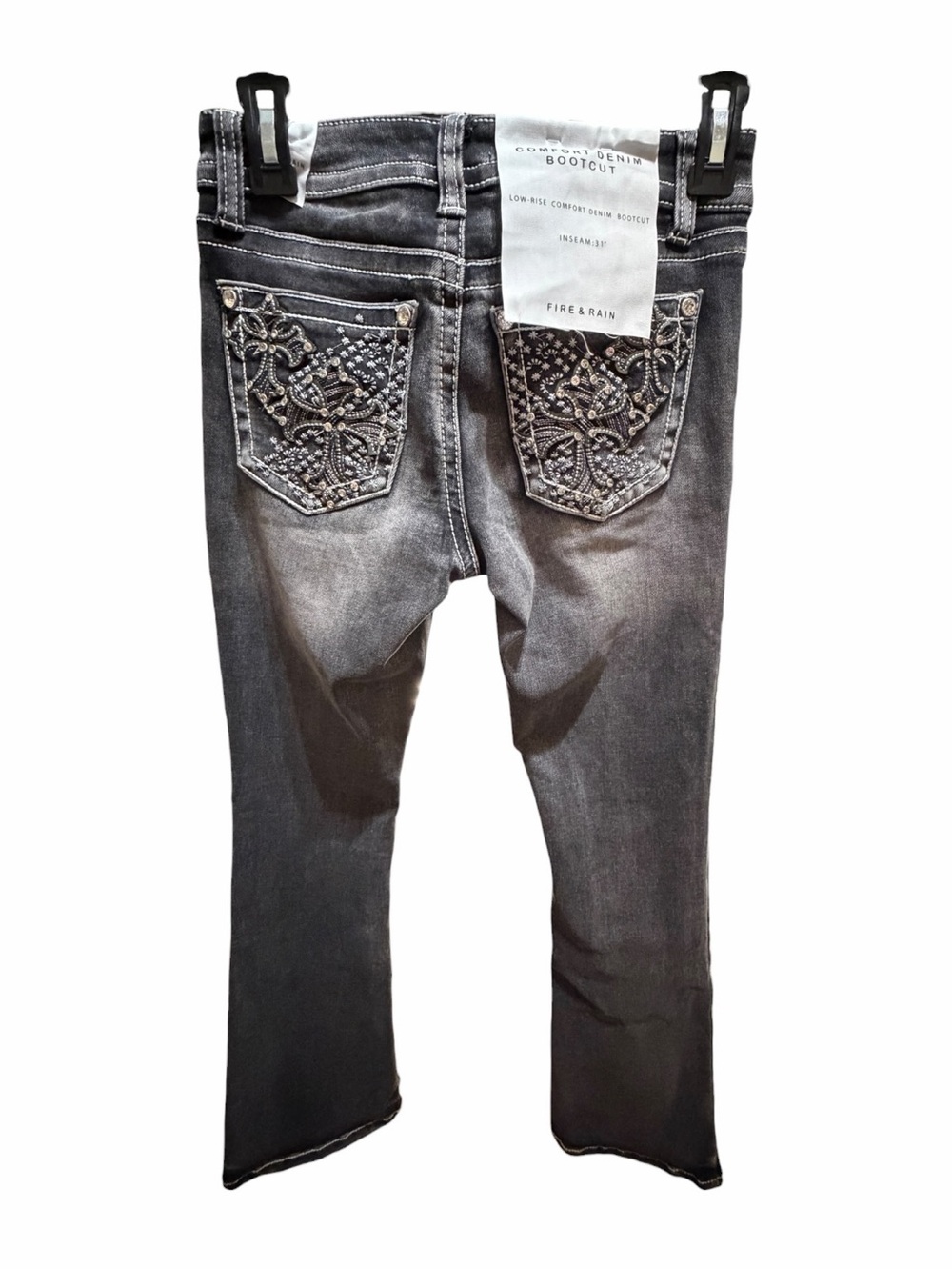 Fire & Rain Slim Mid-Rise Charcoal Bootcut Jeans - Picture 5 of 9
